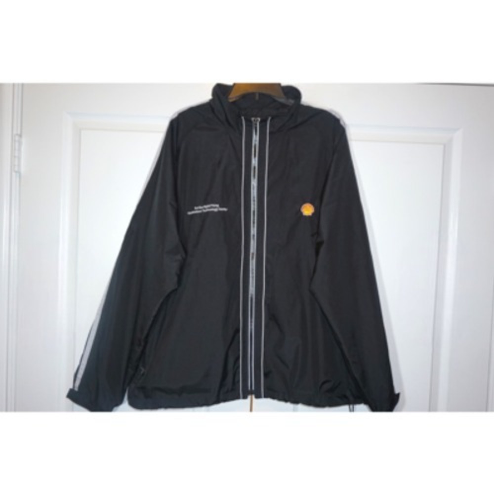 North End Mens Windbreaker Jacket Black Waist Drawstring Shell‎ Logo XL